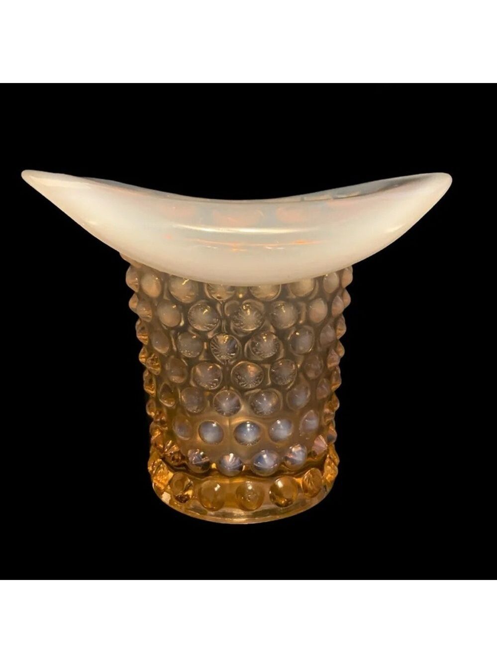 Vintage Duncan Miller Hobnail Pink Opalescent Glass Hat